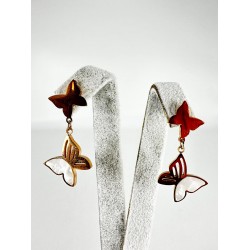 Rose Sedefli Kelebek Detaylı Küpe